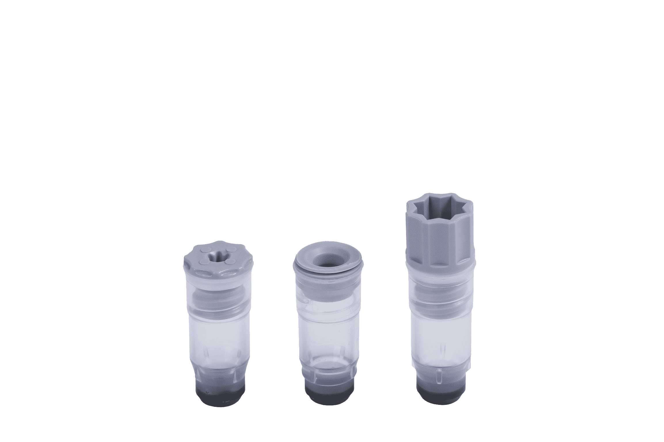 0.50ml internal thread tubes precapped with grey push caps and screw caps
