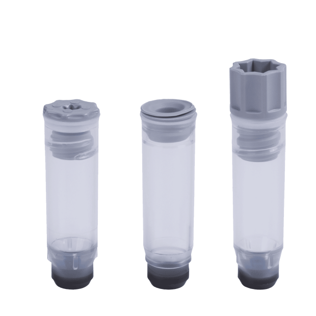 0.75ml internal thread tubes precapped with grey push caps and screw caps