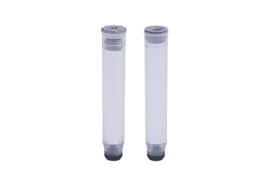 A 1.40ml internal thread tube precapped with a grey low profile screw cap and a 1.40ml internally threaded tube precapped with a grey TPE push cap