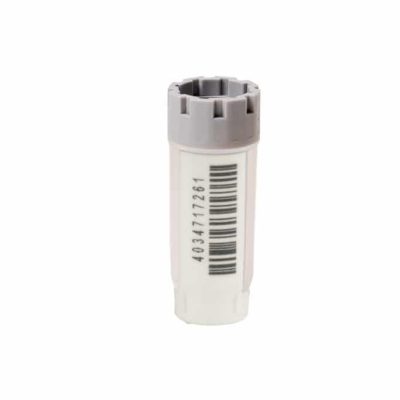 A single 2.00ml externally threaded hybrid tube with a grey screw cap and a 1D side barcode and human readable code