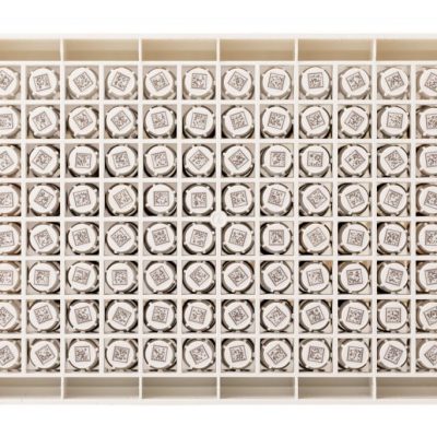 2D Data-Matrix codes on the bottom of tubes in a Micronic sample storage rack