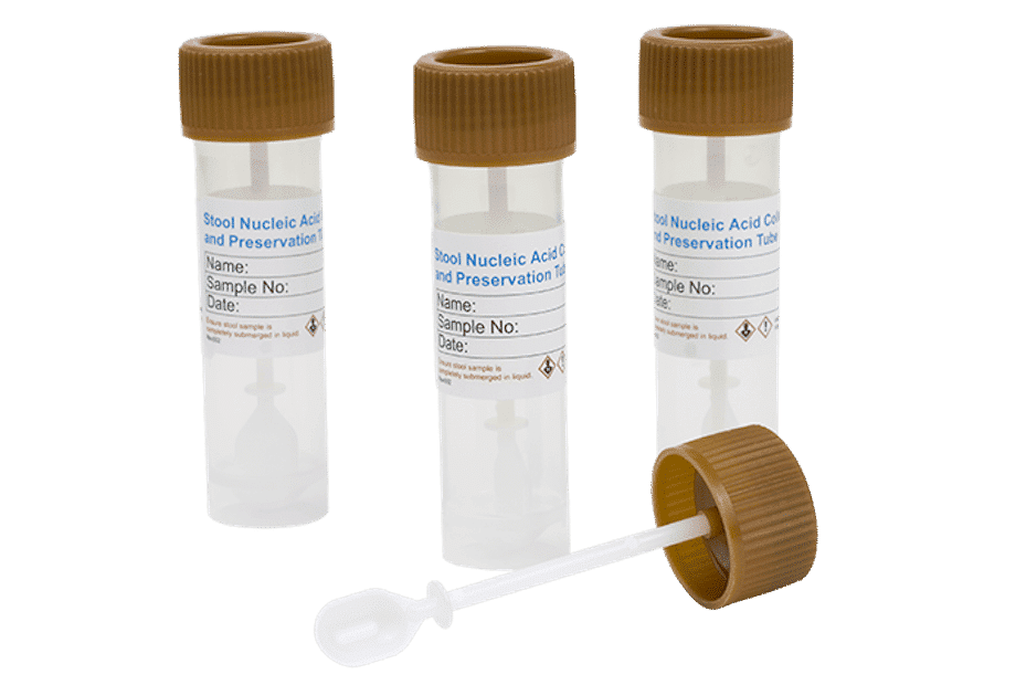 Three stool nucleic acid and preservation tubes