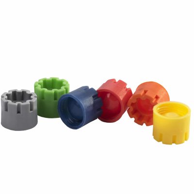 Micronic's color range of externally threaded screw caps