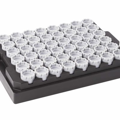 48-well format disposable screw cap carrier with grey screw caps