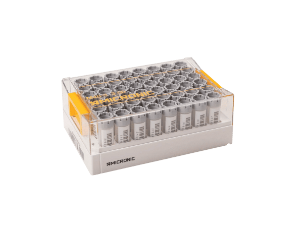 Micronic 48-3 rack with 3.00ml hybrid tubes precapped with grey screw caps