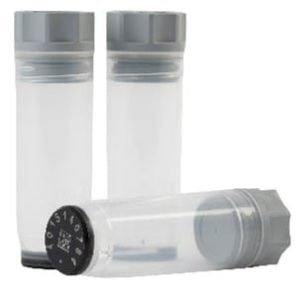 Three 6.00ml 2D Data-Matrix coded tubes precapped with grey screw caps