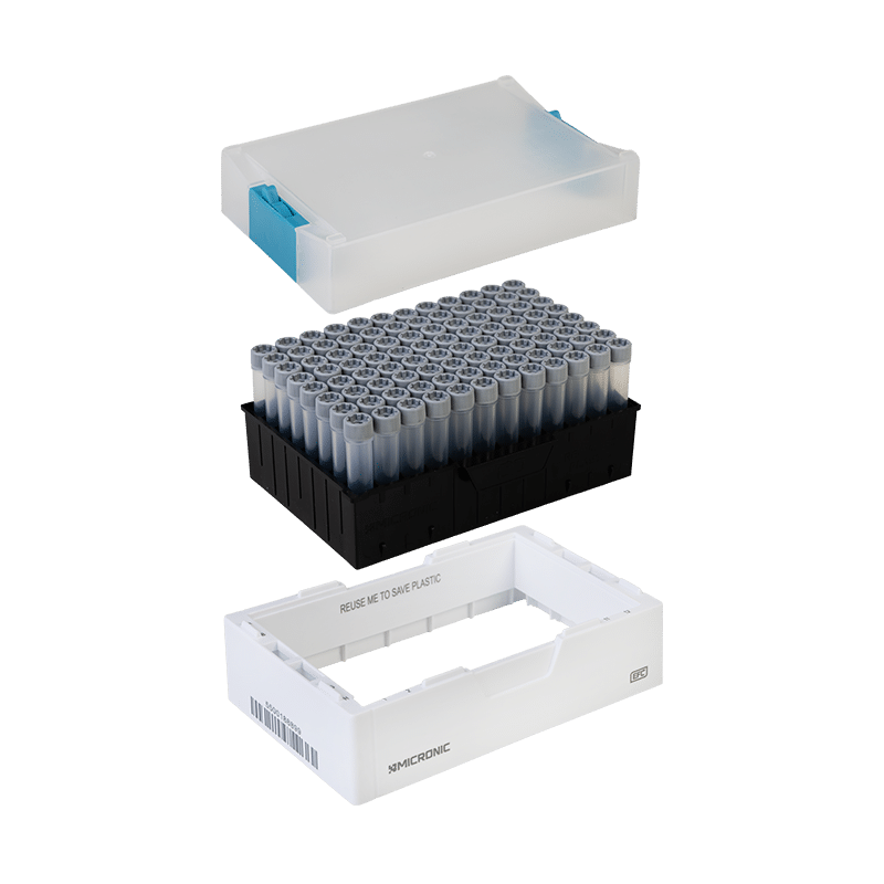 Separated components of the Micronic sample storage rack