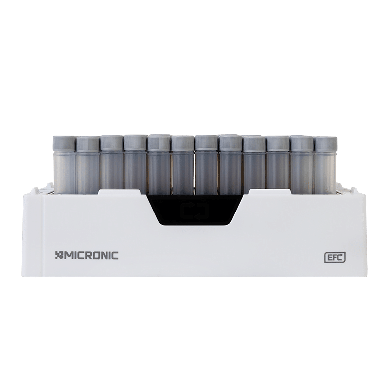 Side view of Micronic sample storage rack without cover